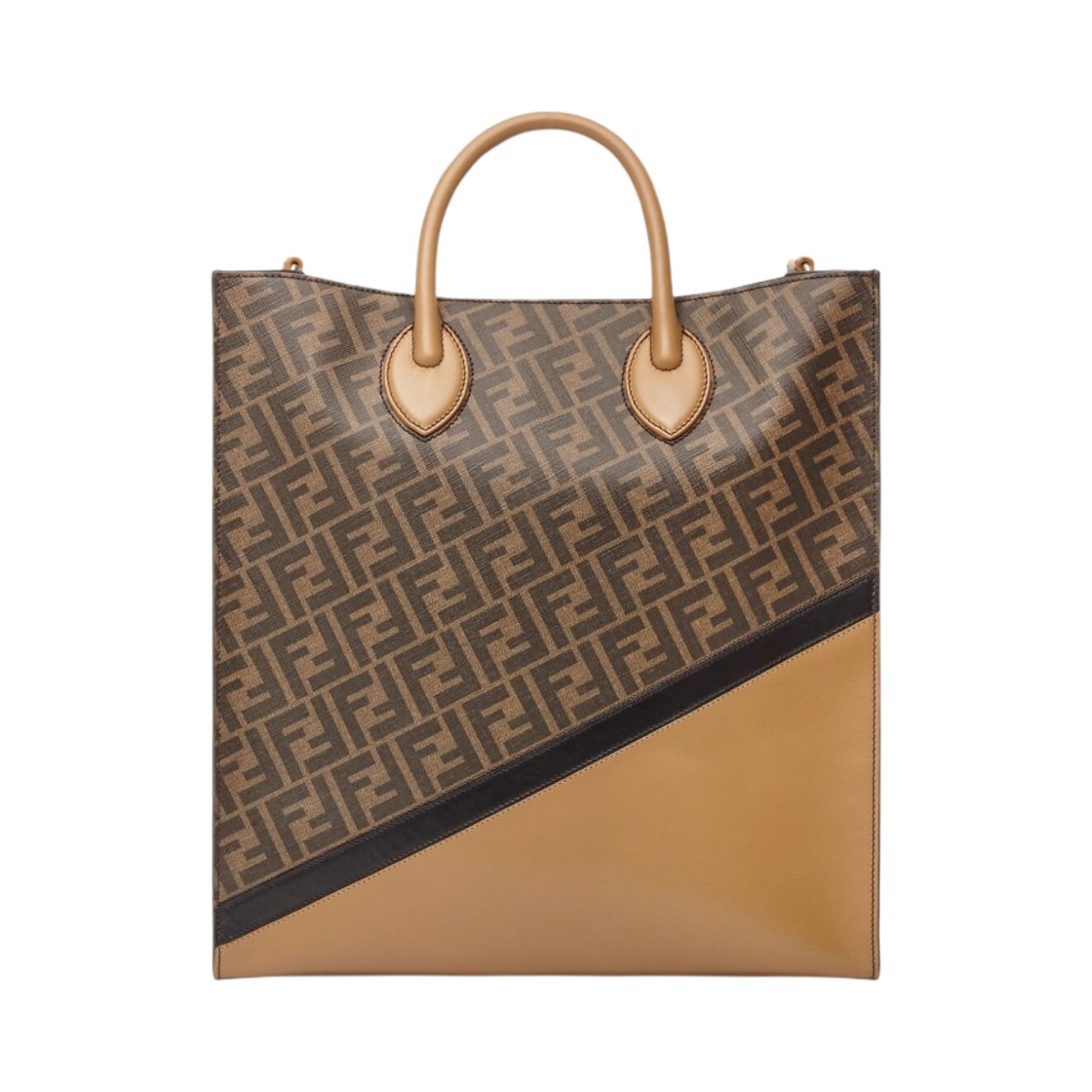 펜디 FF 다이애그널 버티컬 토트 레더 백 브라운(Fendi FF Diagonal Vertical Tote Leather Bag Brown) - 1