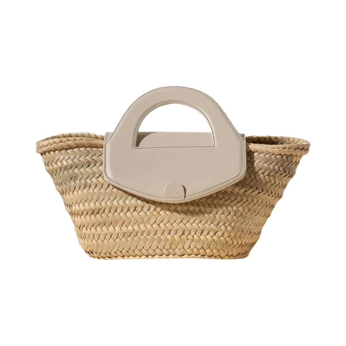 WBR23ALQU002 Hereu Alqueria Leather-Trimmed Straw Tote Bag Cream