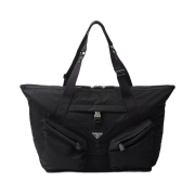 Prada Re-Nylon Leather Travel Bag Black