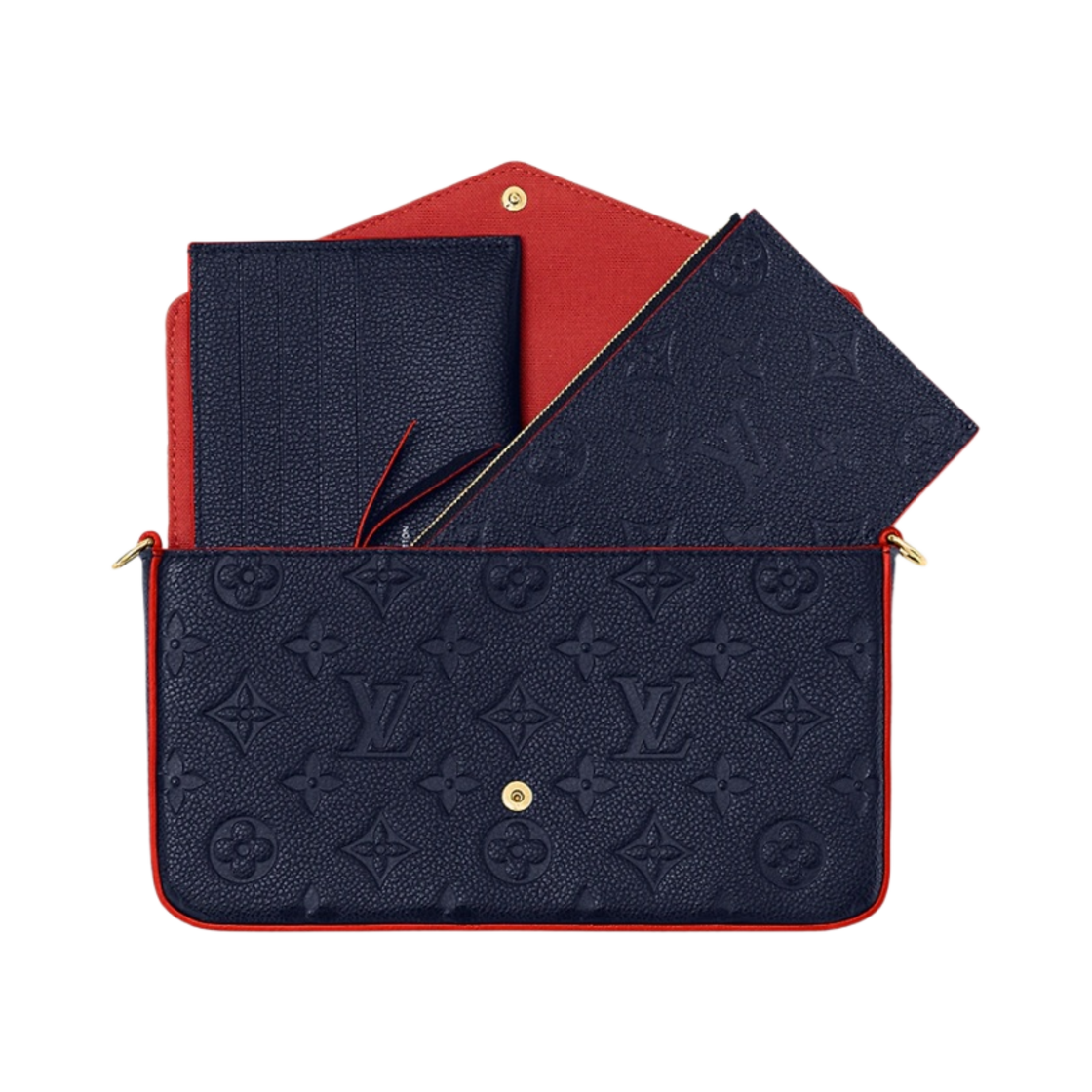 루이비통 포쉐트 펠리시 모노그램 앙프렝뜨 네이비 블루 레드(Louis Vuitton Felicie Pochette Monogram Empreinte Navy Blue Red) - 4