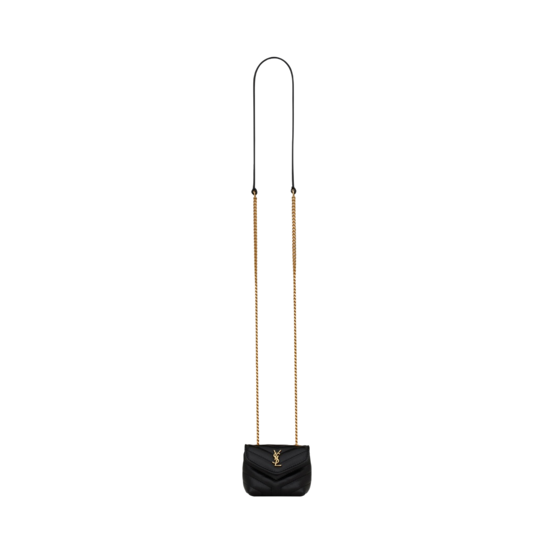 생로랑 마틀라세 Y 레더 루루 에어팟 홀더 마이크로백 블랙(Saint Laurent Loulou Airpods Holder Micro Bag in Matelasse Y Leather Black) - 1