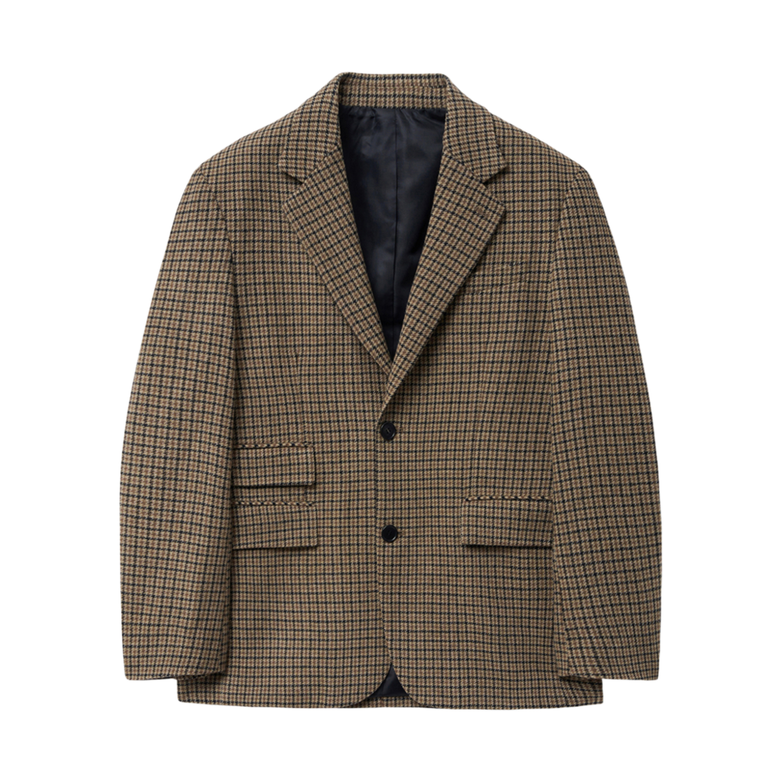 티엔지티 베이지 FratBoy 싱글브레스트 건클럽 체크 울 블레이저