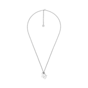 Dior Oblique Pendant Necklace Silver Finish Brass White Crystals
