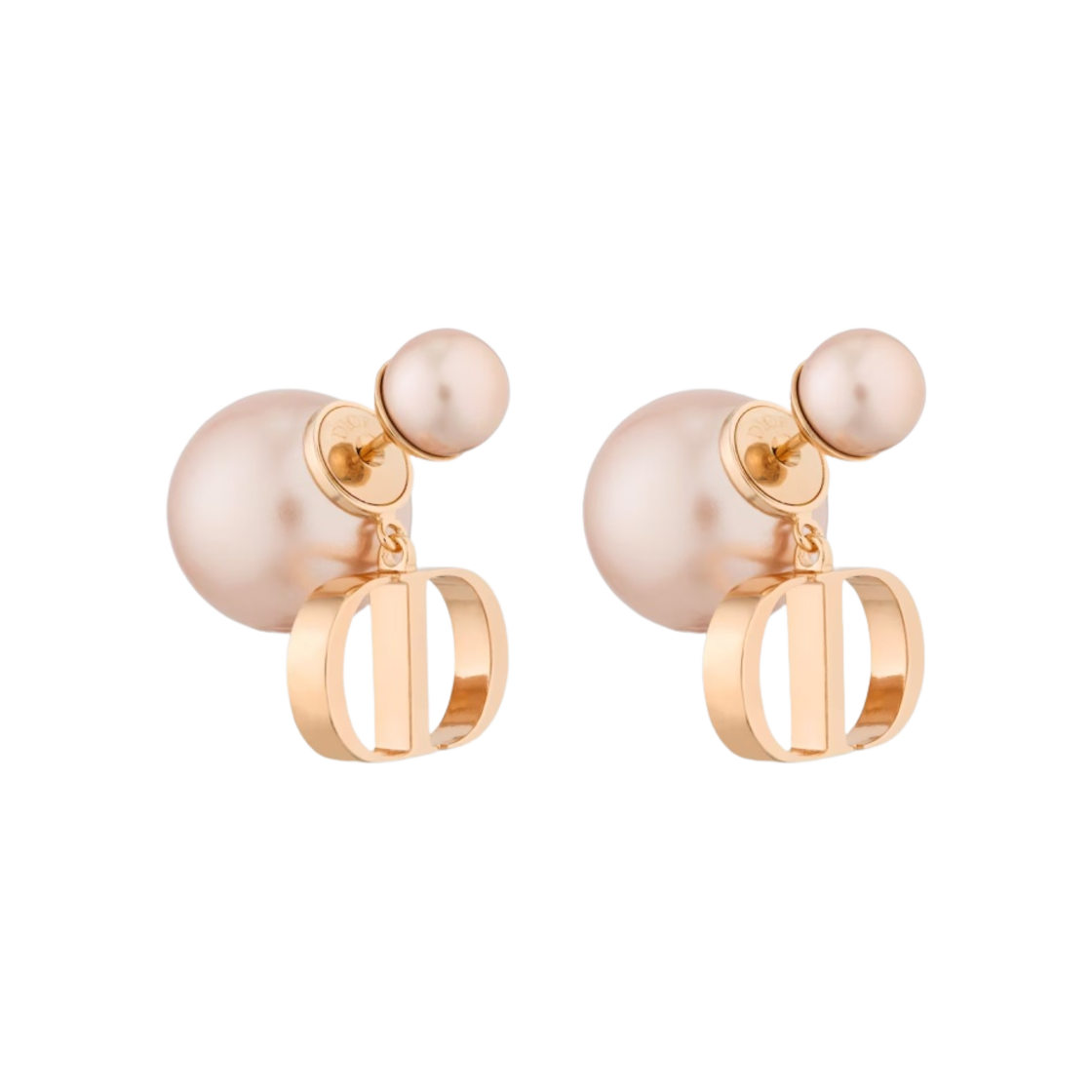 (W) 디올 트리발 이어링 핑크 피니쉬 메탈 핑크 레진 펄((W) Dior Tribales Earrings Pink Finish Metal Pink Resin Pearls) - 1