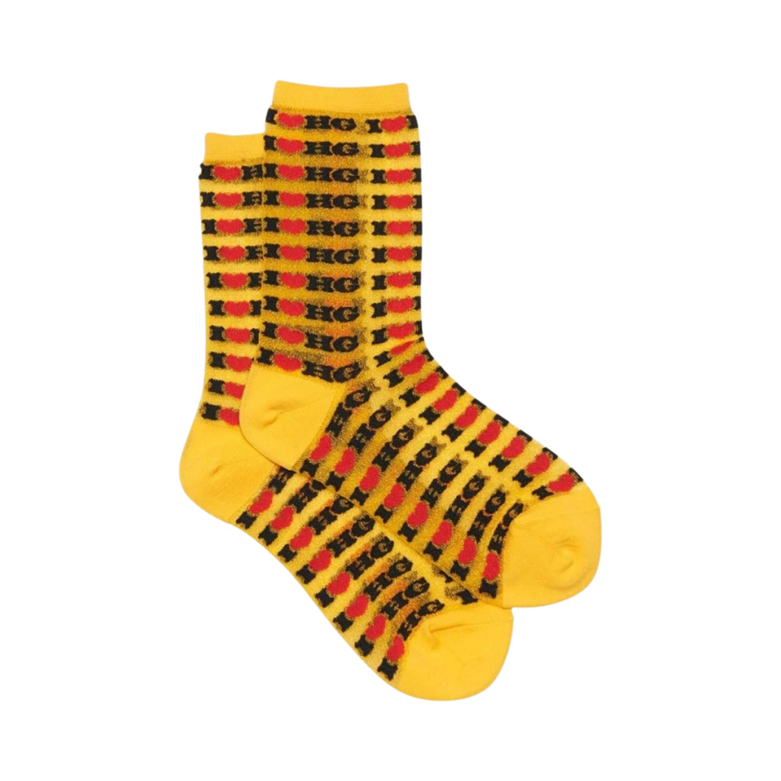 (W) 히스테릭 글래머 아이 러브 HG 시어 삭스 옐로우((W) Hysteric Glamour I Love HG Sheer Socks Yellow) - 2