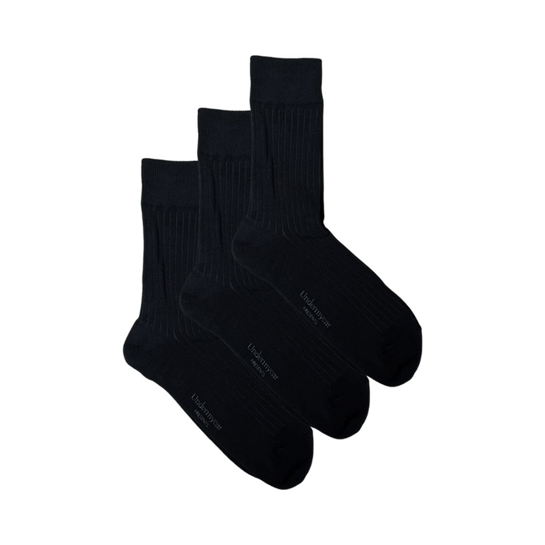 언더마이카 무.100 안티 Fxxking 로고 플레이 베이직 삭스 3 팩 블랙(Undermycar Mu.100 Anti Fxxking Logo Play Basic Socks 3 Pack Black)