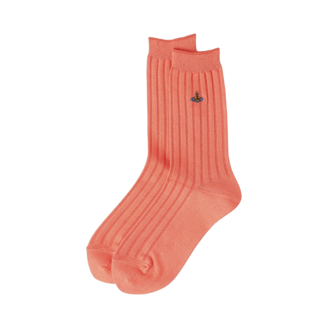 (W) 비비안 웨스트우드 원 포인트 오브 립 크루 삭스 핑크((W) Vivienne Westwood One Point Orb Rib Crew Socks Pink) - 1