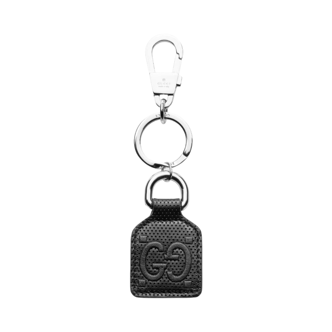 625607-JD7CN-8111 Gucci GG Logo Embossed Keychain Black