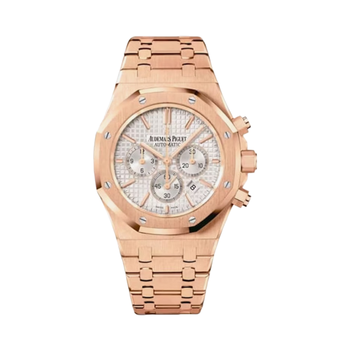 오데마 피게 로얄 오크 크로노그래프 41mm 핑크 골드 브레이슬릿 실버(Audemars Piguet Royal Oak Chronograph 41mm Pink Gold Bracelet Silver)