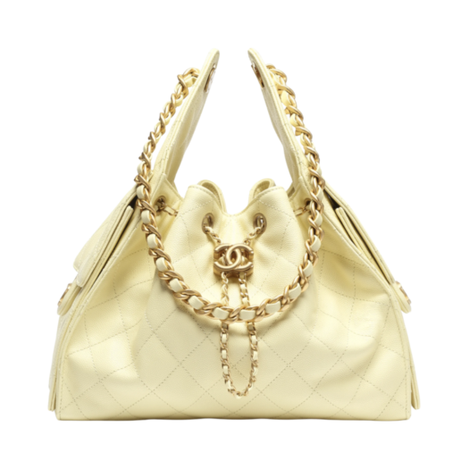 Chanel 25 Small Handbag Grained Calfskin & Gold Light Yellow