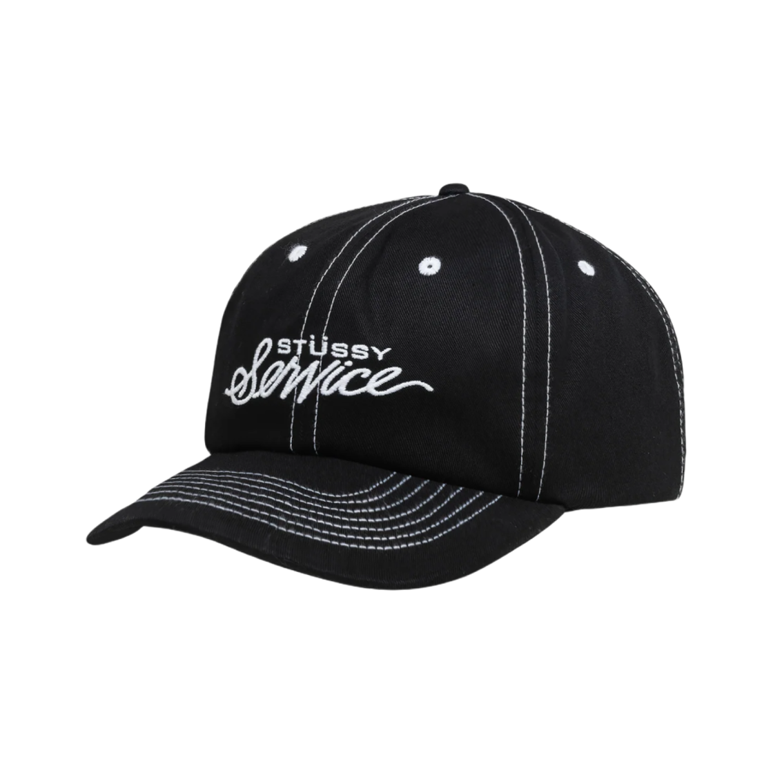 스투시 미드 뎁스 스투시 서비스 스트랩백 트루 블랙(Stussy Mid Depth Stussy Service Strapback True Black) - 2