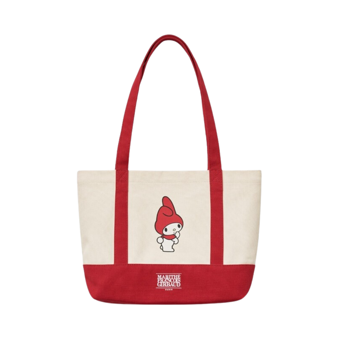 마리떼 프랑소와 저버 x 마이 멜로디 클래식 로고 캔버스 숄더백 레드(Marithe Francois Girbaud x My Melody Classic Logo Canvas Shoulder Bag Red)