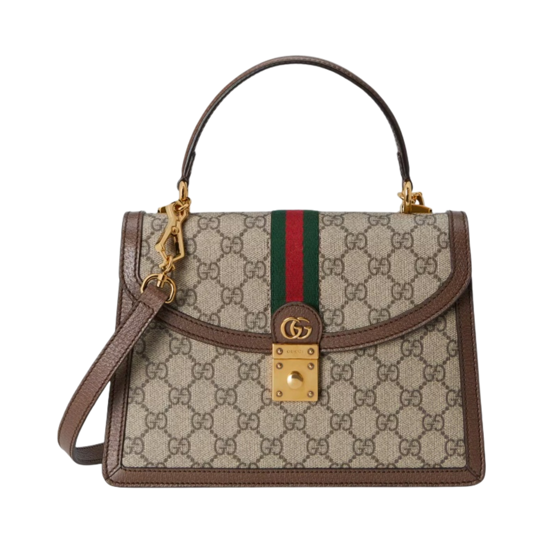 구찌 오피디아 웹 스몰 탑 핸들백 베이지 에보니(Gucci Ophidia Small Top Handle Bag with Web Beige Ebony) - 1