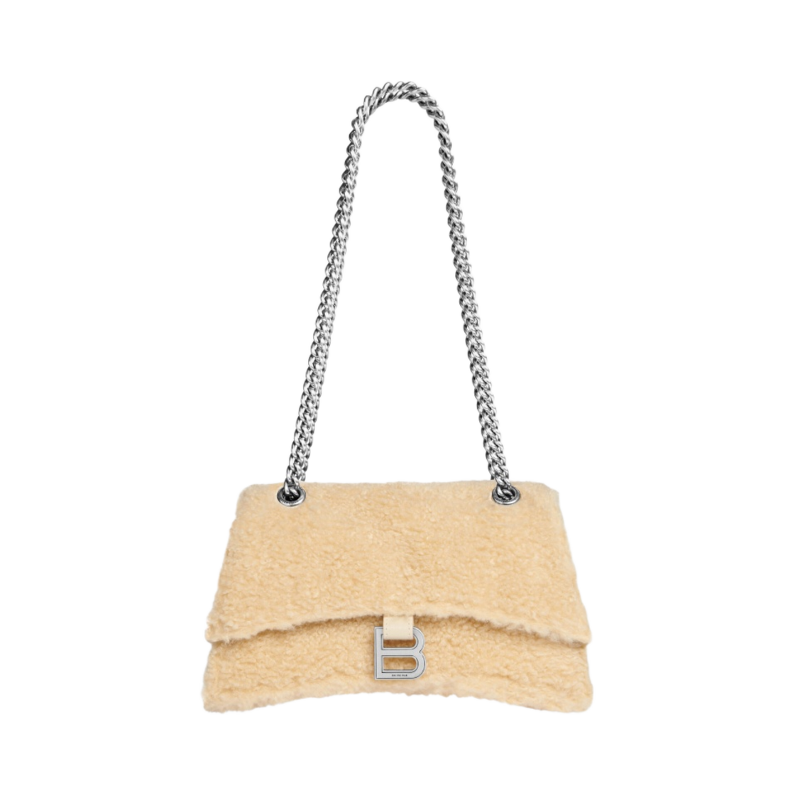 발렌시아가 크러쉬 스몰 체인 백 페이크 셔링 베이지(Balenciaga Crush Small Chain Bag Fake Shearling Beige) - 1