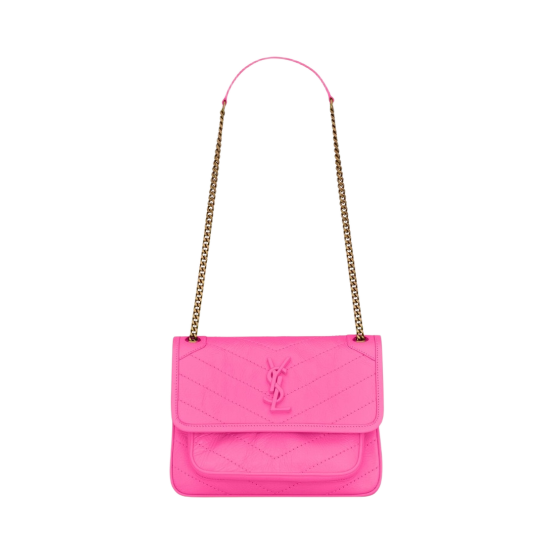 생로랑 니키 베이비 체인 백 크링클 램스킨 로즈 글로우(Saint Laurent Niki Baby Chain Bag In Crinkled Lambskin Rose Glow) - 1