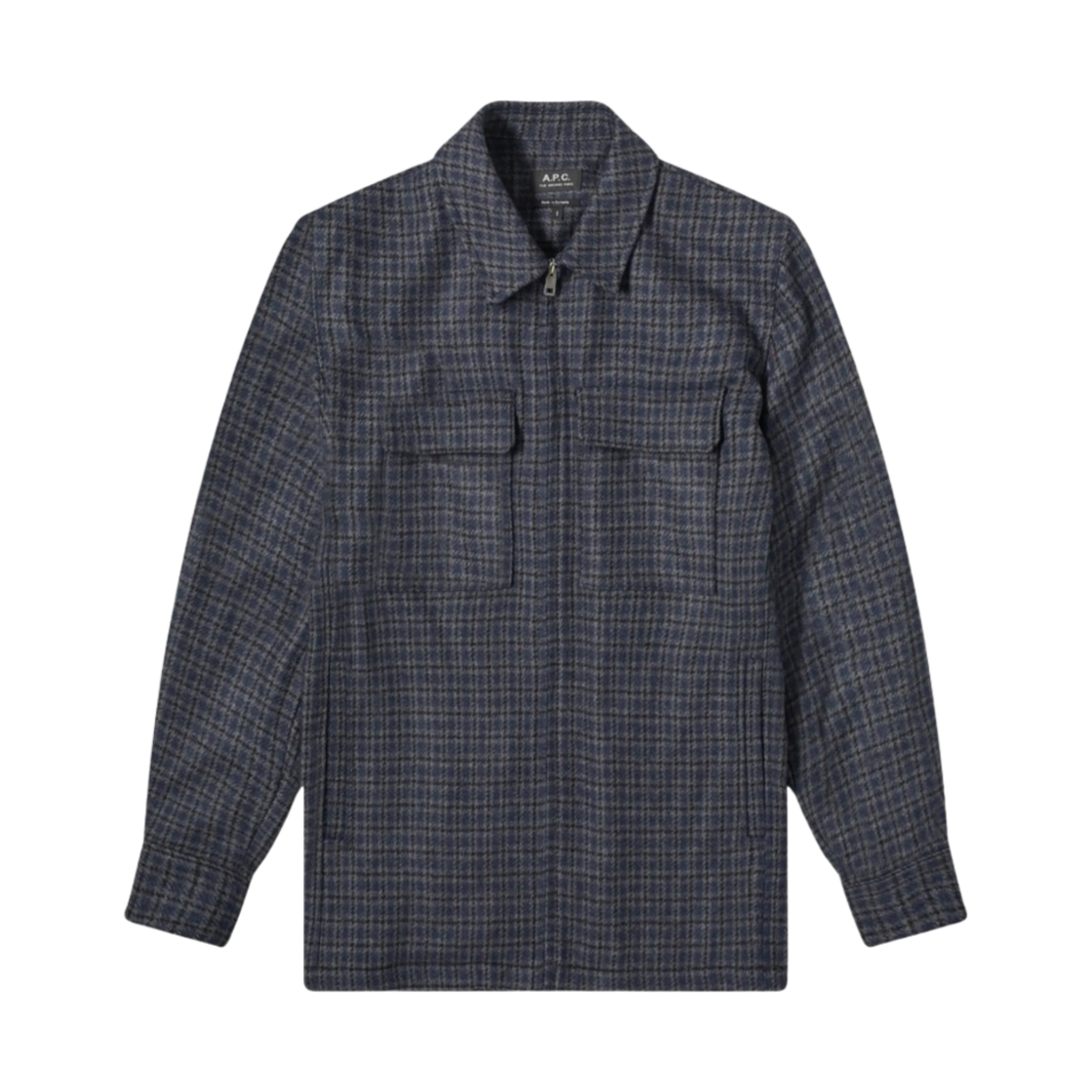 WOALC-H02692-IAK A.P.C. Thibault Check Wool Zip Jacket Blue