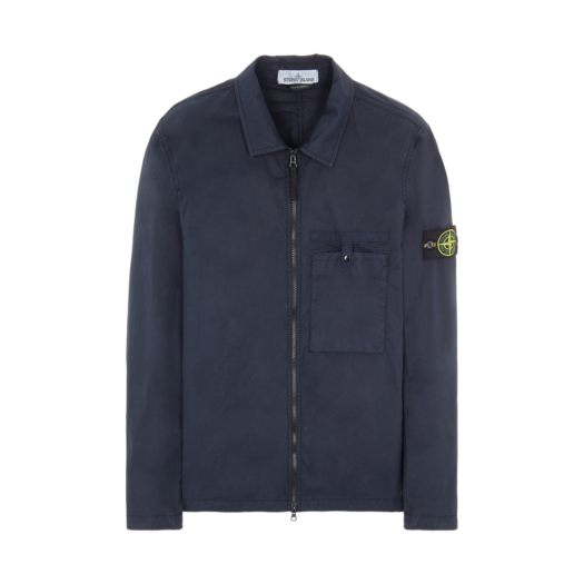 Stone Island 12619 Supima Cotton Twill Stretch-TC Garment Dyed Overshirt Navy Blue - 22SS