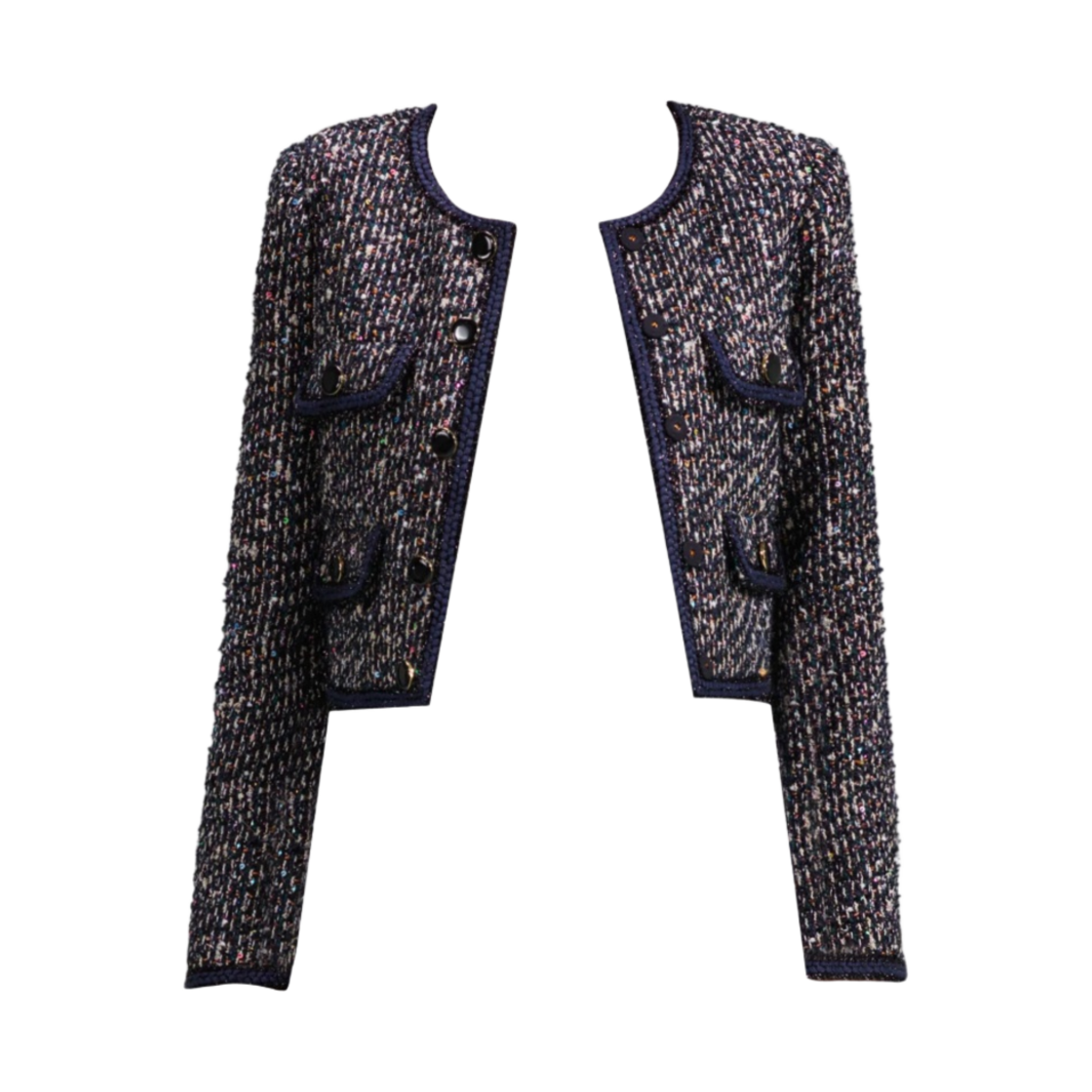 (W) 셀프 포트레이트 브레이드 디테일 부클레 재킷 멀티컬러((W) Self Portrait Boucle Jacket with Braid Detail Multicolor)