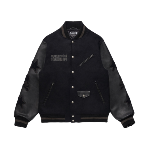 - BAPE x Mastermind Varsity Jacket Black