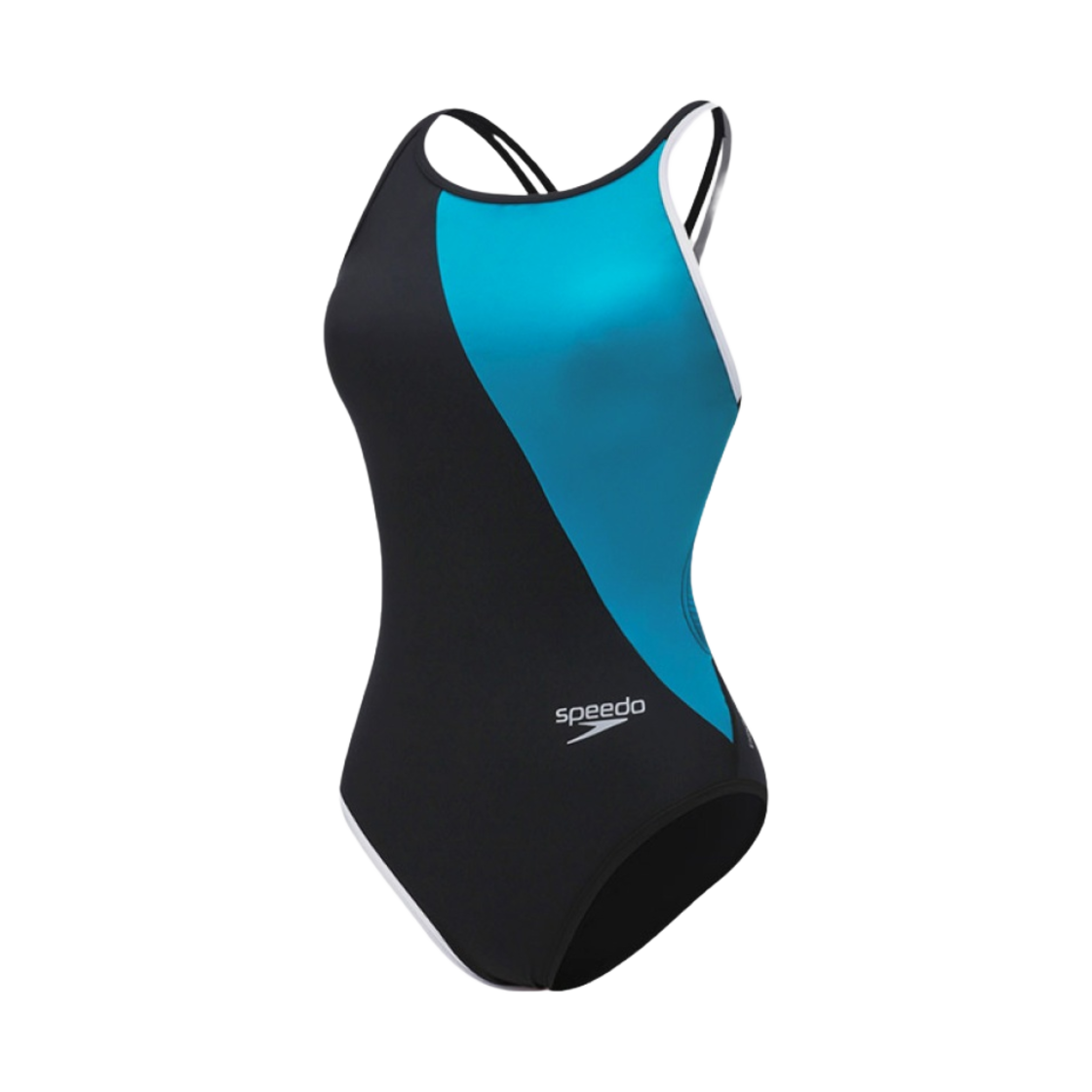 (W) 스피도 펀피스 원피스 크로스백 블랙 터콰이즈((W) Speedo Fun Piece One Piece Crossback Black Turquoise)