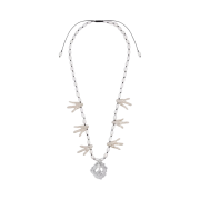 Dior x Denim Tears Dior Tears Necklace Black Cord White Freshwater Pearls Silver Finish Brass