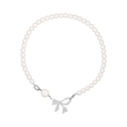 Sentiments No.437 Pearl Ribbon Necklace Silver