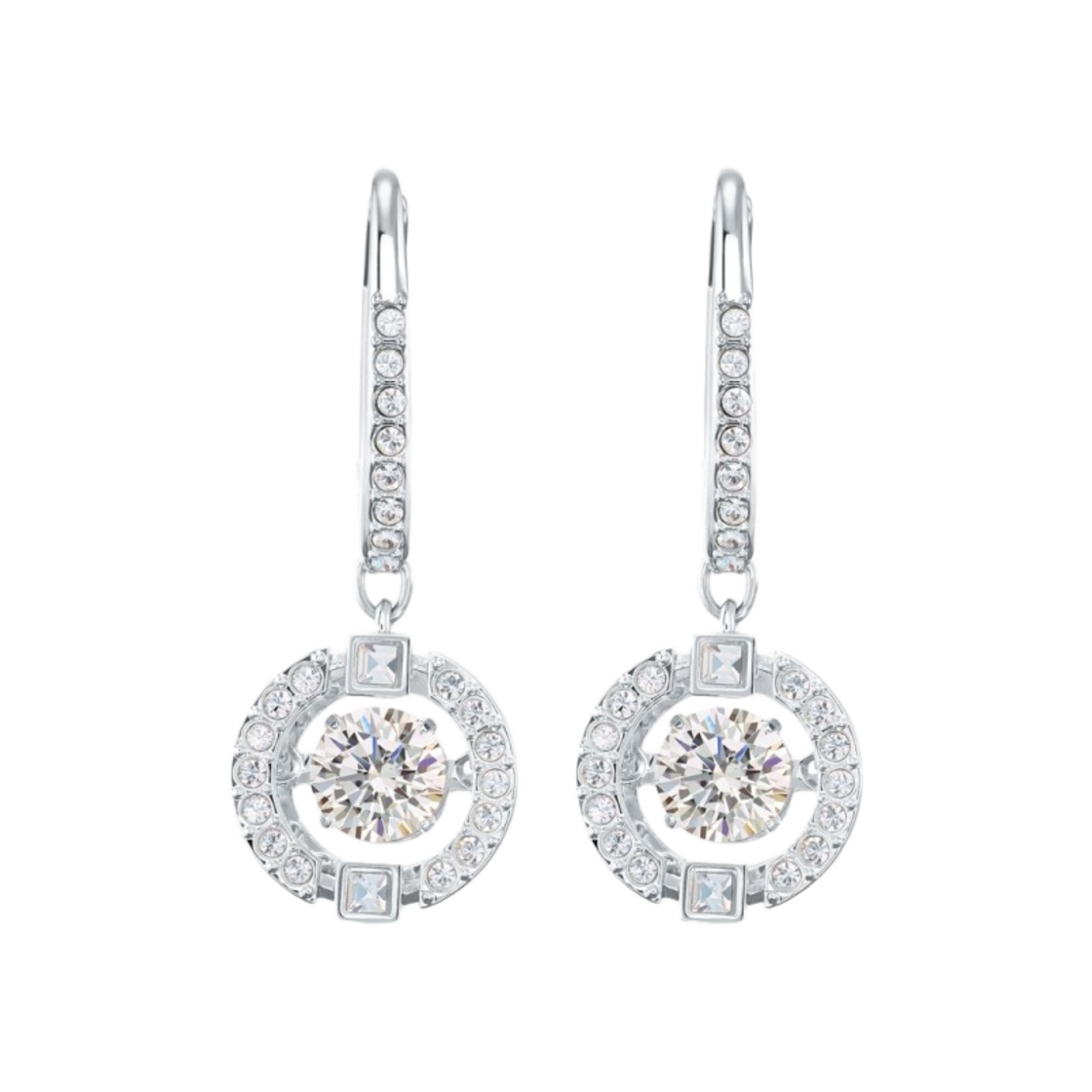 5504652 (W) Swarovski Sparkling Dance Drop Round Cut Earrings White Rhodium Plated