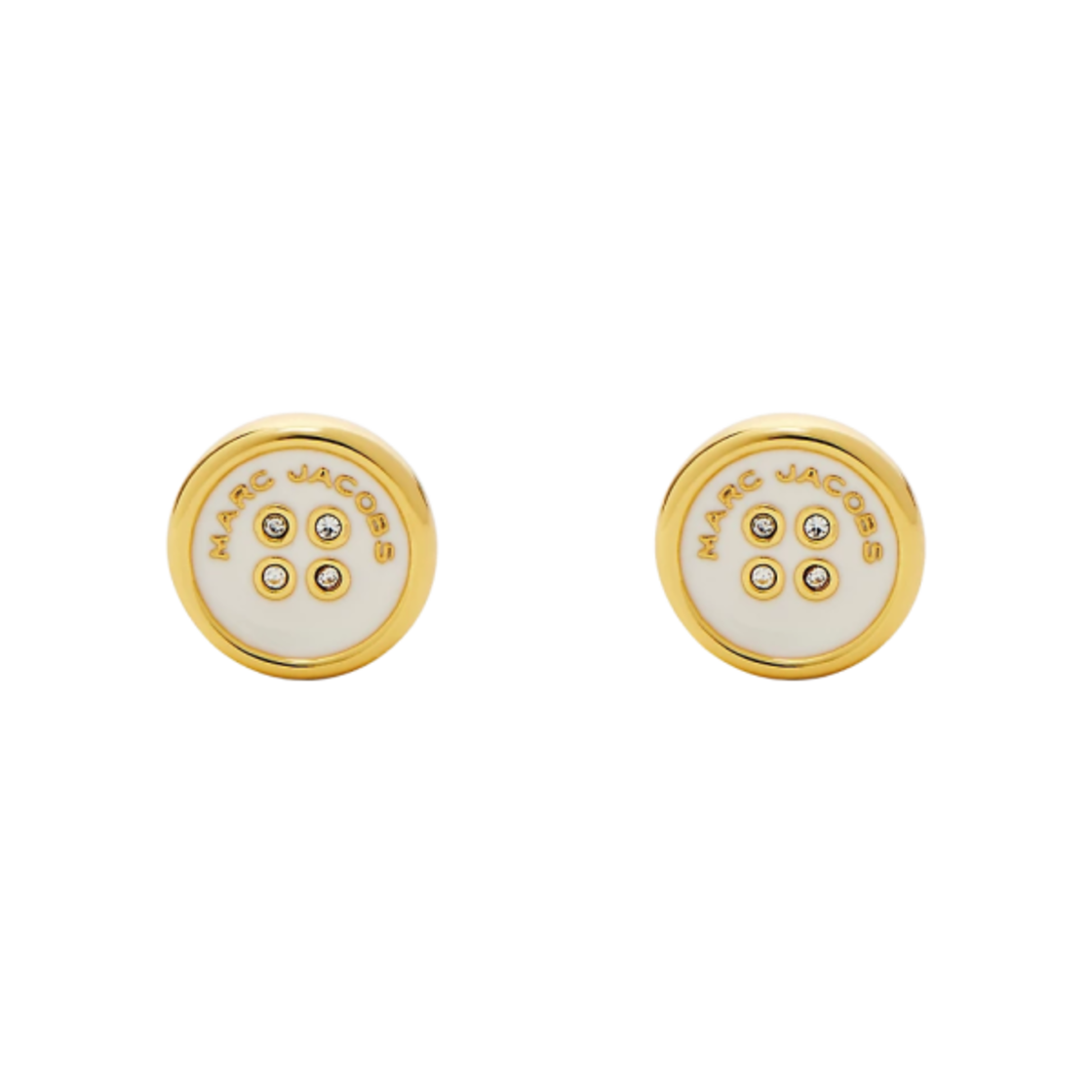 2R4JER001J35-109 (W) Marc Jacobs The Button Stud Earrings Gold Cream