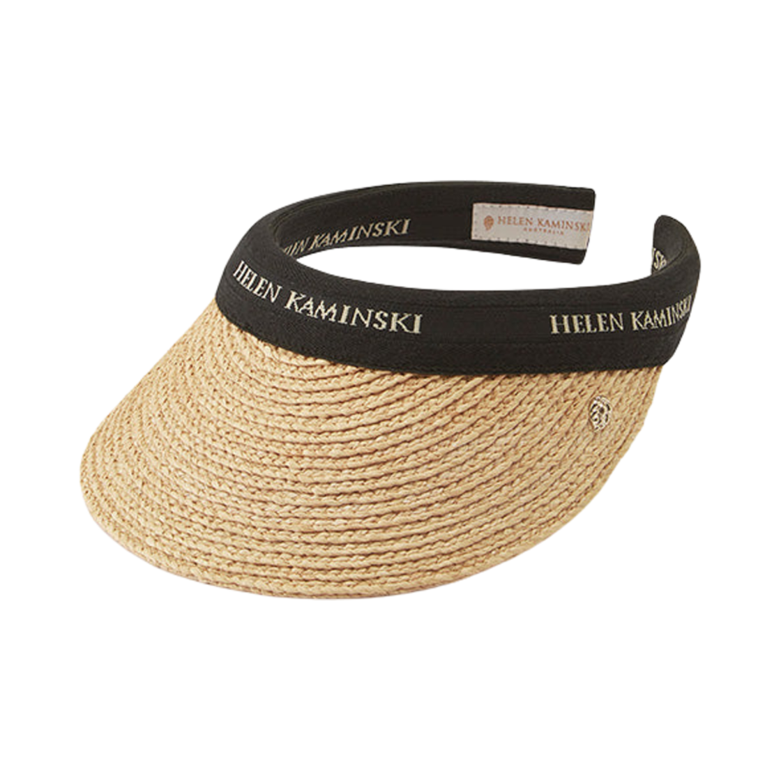 (W) 헬렌 카민스키 비앙카 8 바이저 내츄럴 블랙 로고((W) Helen Kaminski Bianca 8 Visor Natural Black Logo)