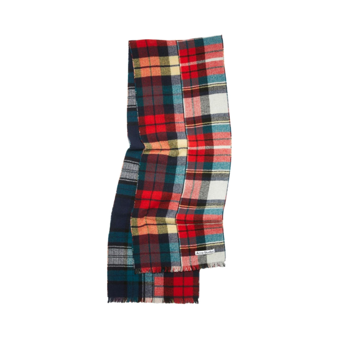아크네 스튜디오 믹스 체크 울 머플러 레드 블루 화이트