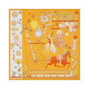 (W) Hermes Tea for Two Scarf 90 Orange Blanc Jaune