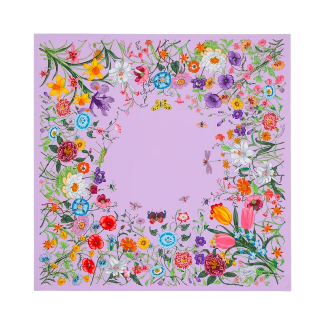 (W) 구찌 플로라 프린트 실크 까레 퍼플 멀티컬러((W) Gucci Flora Print Silk Carre Purple Multicolour) - 1