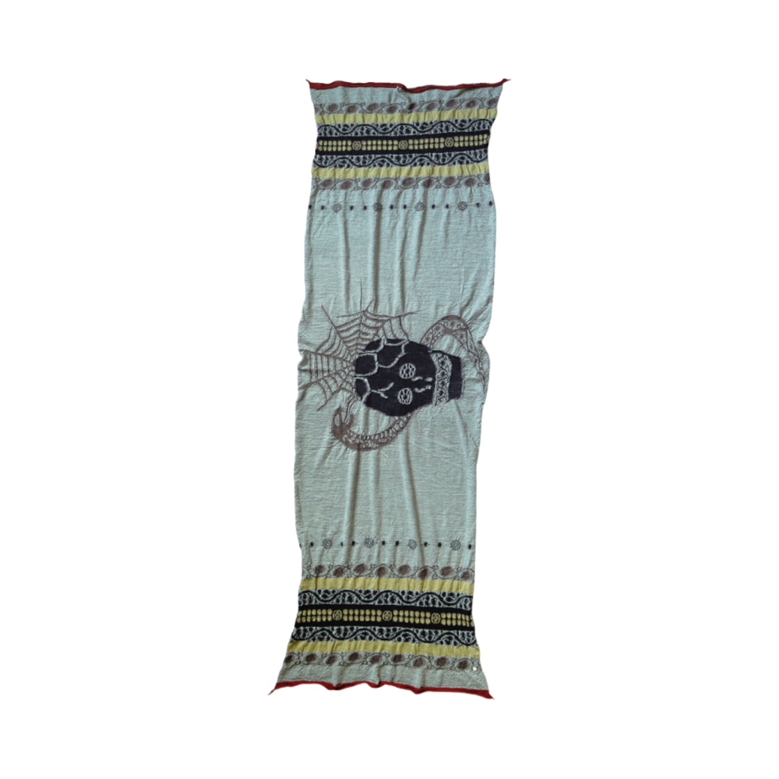 EK-1654XM Kapital Felted Wool Coptic Skull Scarf Green