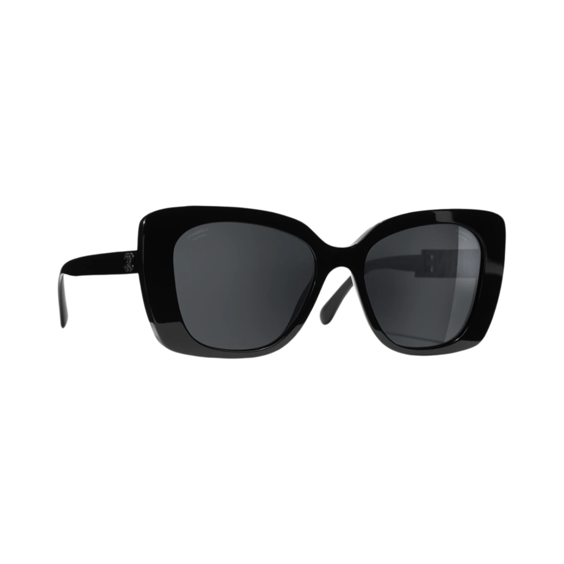 샤넬 스퀘어 선글라스 아세테이트 스트라스 & 블랙 프레임 그레이 렌즈 인터내셔널 핏(Chanel Square Sunglasses Acetate Strass & Black Frame Grey Lenses International Fit) - 2