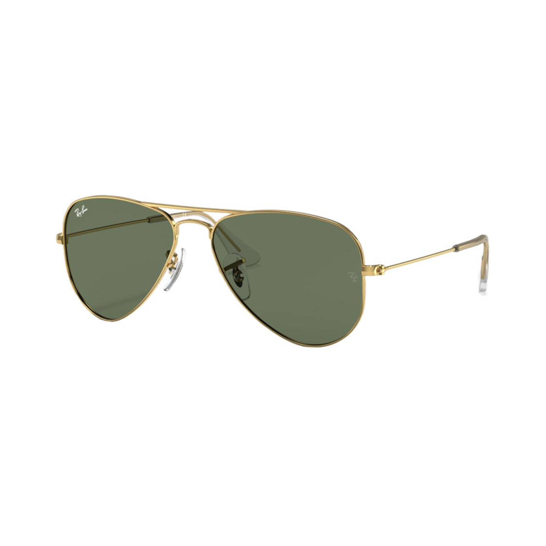 (키즈) 레이밴 에비에이터 폴리쉬드 골드 프레임 그린 클래식 렌즈((Kids) Ray-Ban Aviator Polished Gold Frame Green Classic Lenses) - 1