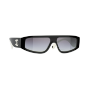 Chanel Shield Sunglasses Nylon & Black White Frame Light Grey Gradient Lenses