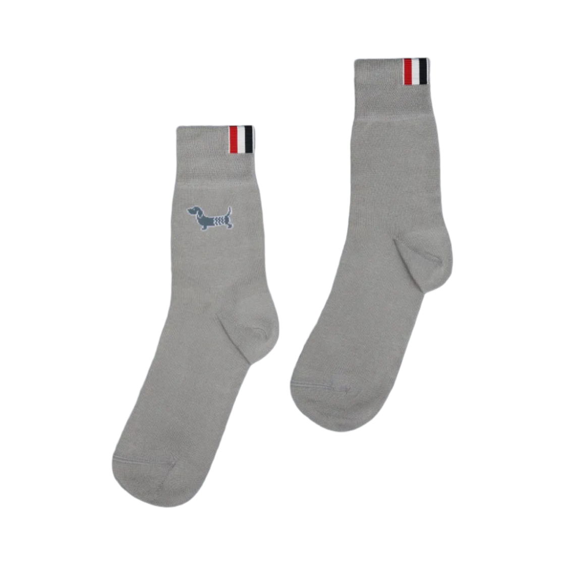 FAS220A-Y3012-055 (W) Thom Browne Holiday Hector Cotton Crew Socks Grey