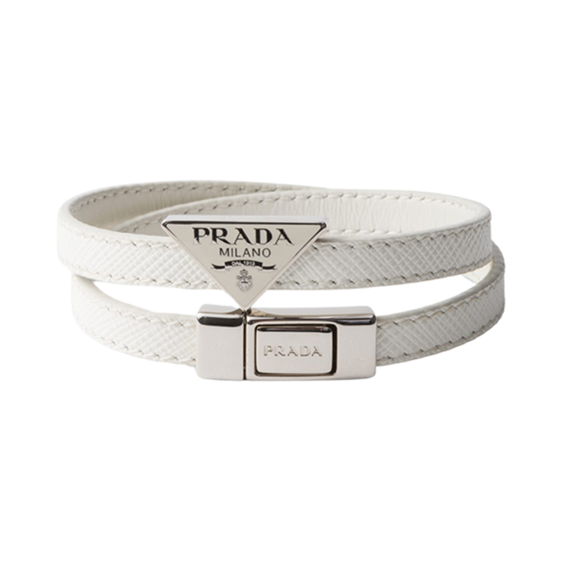 2IB286-053-F0009 Prada Saffiano Leather Bracelet White