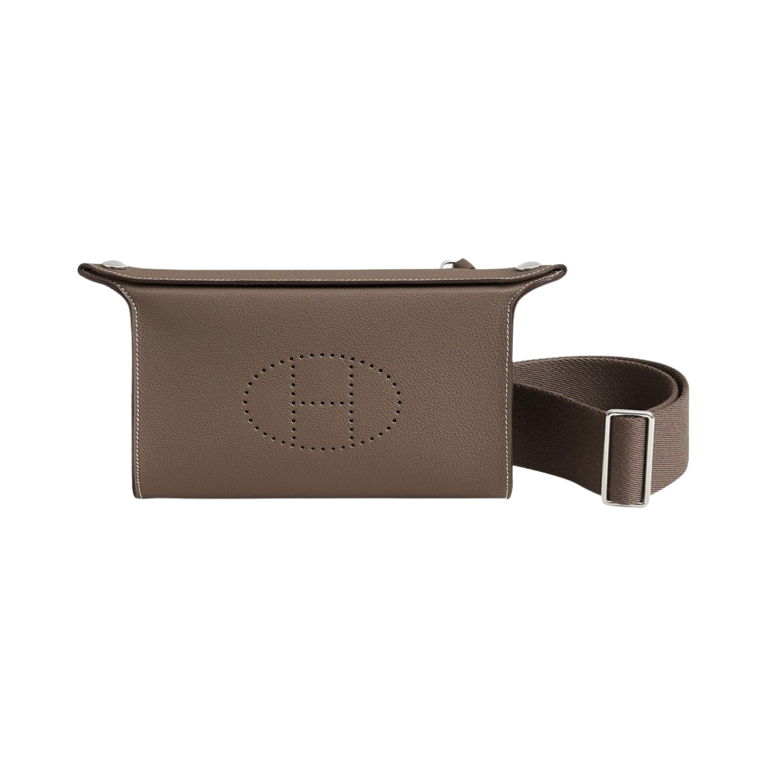 H084283CKAA Hermes Videpoches Bag Togo & Palladium Etoupe