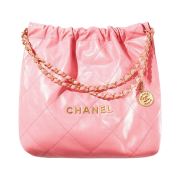Chanel 22 Medium Handbag Shiny Calfskin & Gold Coral Pink
