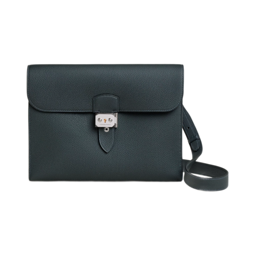 Hermes Sac A Depeches 29 Messenger Bag Togo & Palladium Bleu Ocean