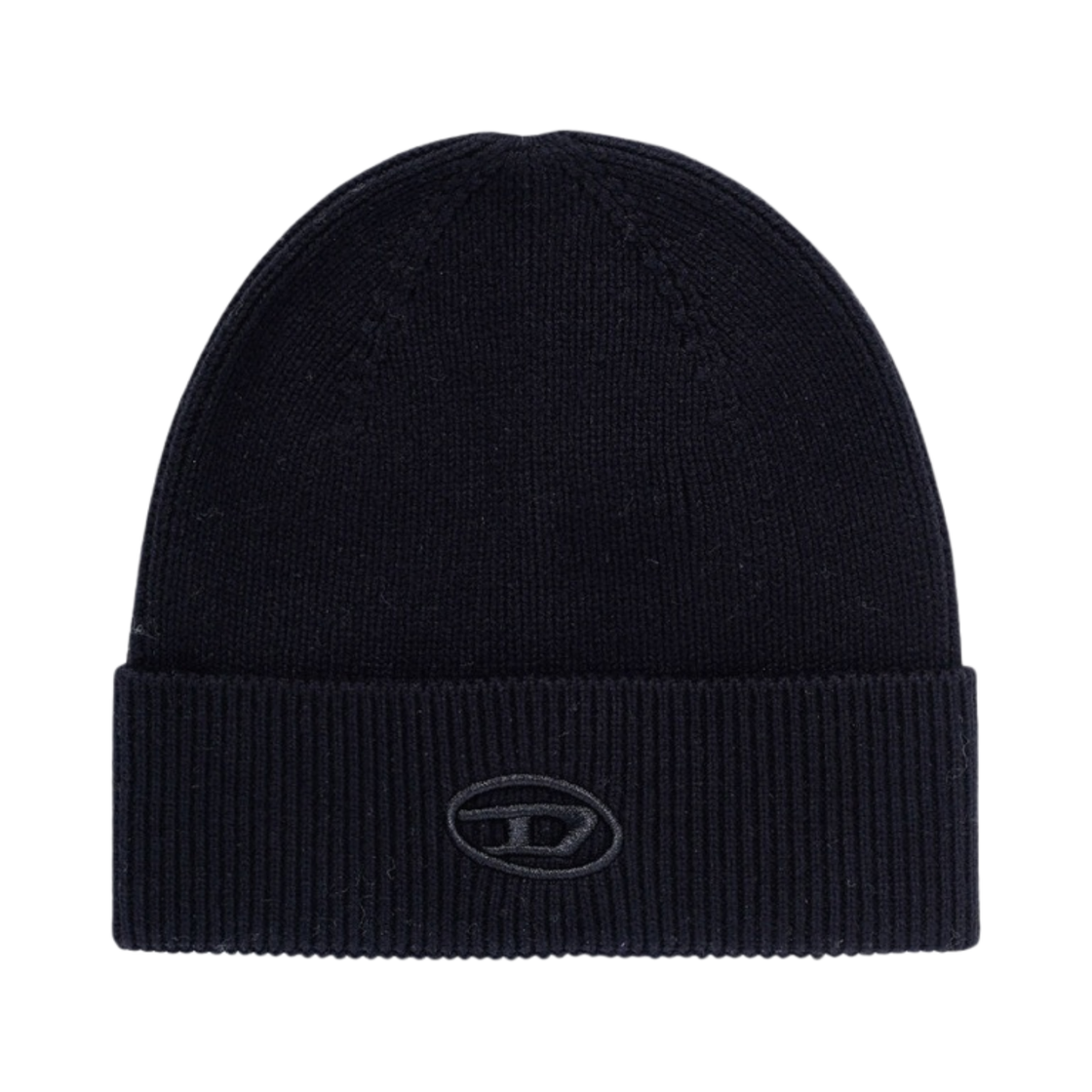 디젤 K-코더-풀리 B 립드 비니 D 자수 블랙(Diesel K-Coder-Fully B Ribbed Beanie with D Embroidery Black)