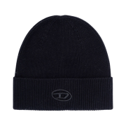 Diesel K-Coder-Fully B Ribbed Beanie with D Embroidery Black