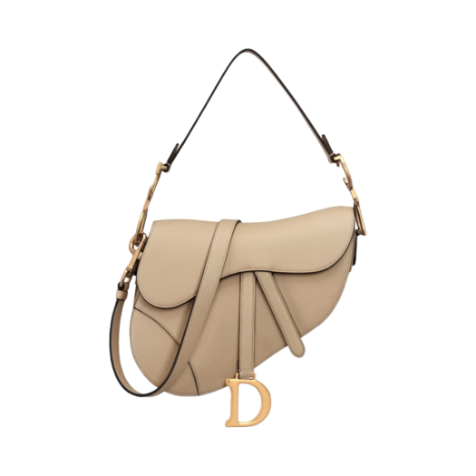 Dior Saddle Bag Strap Sand Colored Grained Calfskin