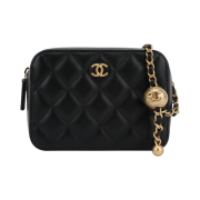 Chanel Clutch with Chain Small Square Mini Bag Lambskin & Gold Black