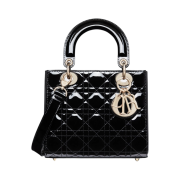 Dior Small Lady Bag Patent Cannage Calfskin Black Pale Gold