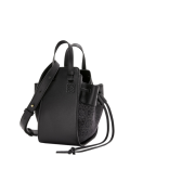 Loewe Mini Hammock Drawstring Bag in Anagram Jacquard and Calfskin Anthracite Black
