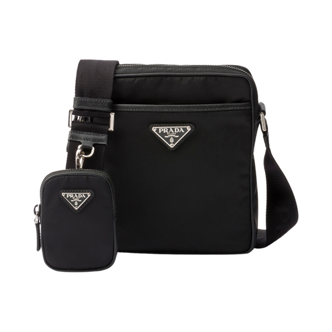 2VH112-2DMH-F0002 Prada Re-Nylon and Saffiano Shoulder Bag Black