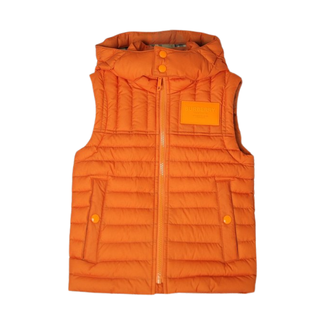 8053710 (Kids) Burberry Logo Patch Hooded Padded Vest Deep Cinnamon