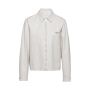 Prada Nappa Leather Blouson Jacket Ivory